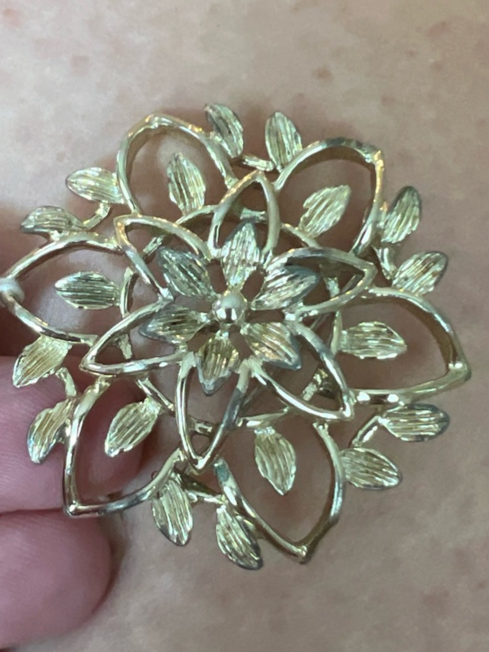 Vintage Gold Floral Filigree Brooch - Women Jewelry